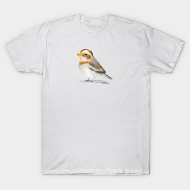 Snow Bunting Bird T-Shirt by julianamotzko